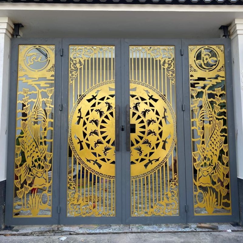 cửa cổng sắt cnc 4 cánh đẹp