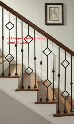 Lan can tay vịn gỗ